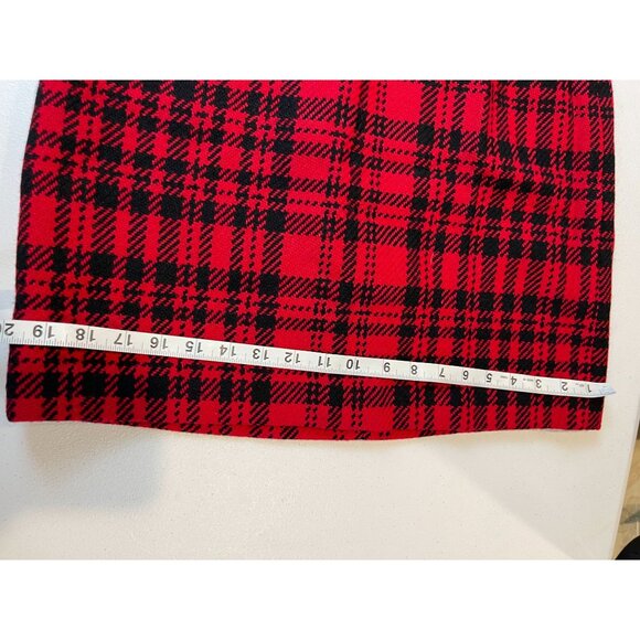 Eddie Bauer Vintage 1920 Plaid Straight & Pencil Skirt Wool Red Black Size 10P - Picture 5 of 7